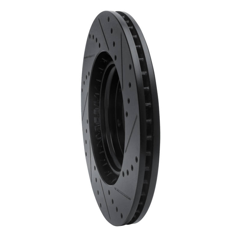 Hyundai Kona Brake Rotor (1) - Front Left - R1 Concepts - Drilled & Slotted - Black - `15-`25